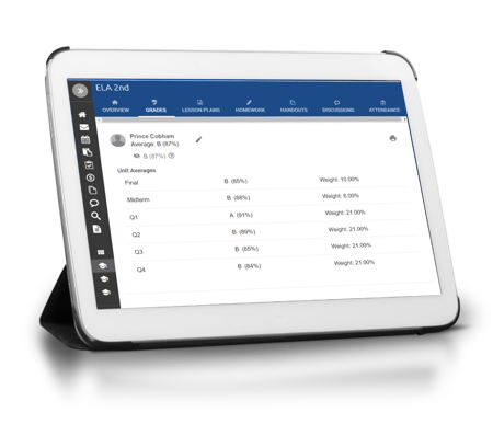 Image of learning management software on tablet