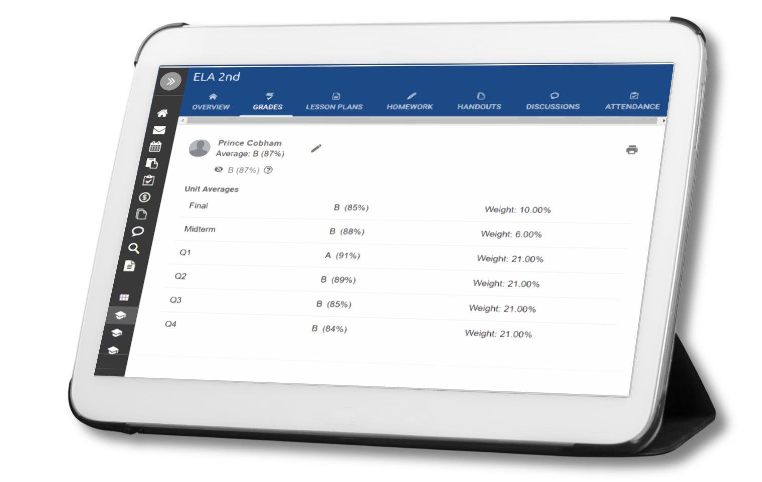 ClassReach Gradebook on Tablet