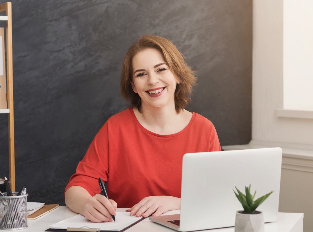 School administrator at desk