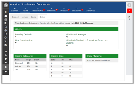 Gradebook Settings 