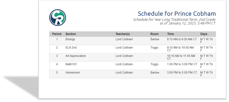 Schedule